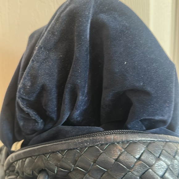 The Brio Navy Blue Woven Leather Shoulder Bag - Picture 9 of 11